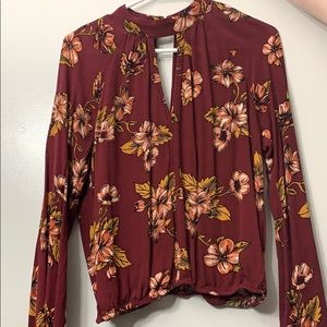 Wine red floral blouse